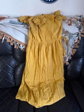 Women’s Yellow Eyelet Midi Dress
